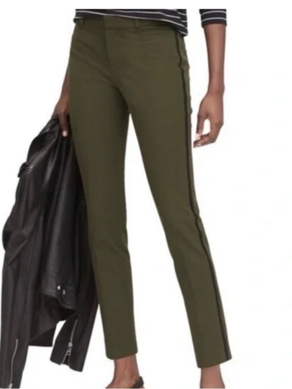 Banana Republic Olive Green Chinos with Black Side Stripe